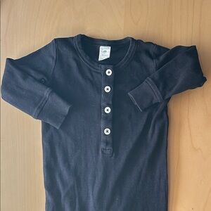 Kate Quinn Black Ribbed Long Sleeve Pajama/Union Suit